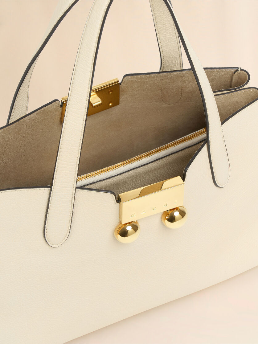 CREAM LEATHER TRUNKAROO TOTE HANDBAG - 3