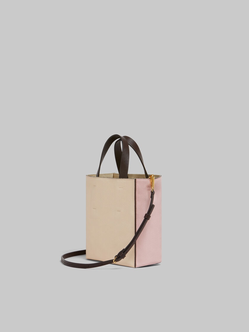 MUSEO SOFT MINI BAG IN PINK COLOUR-BLOCK LEATHER WITH MARNI MENDING - 3