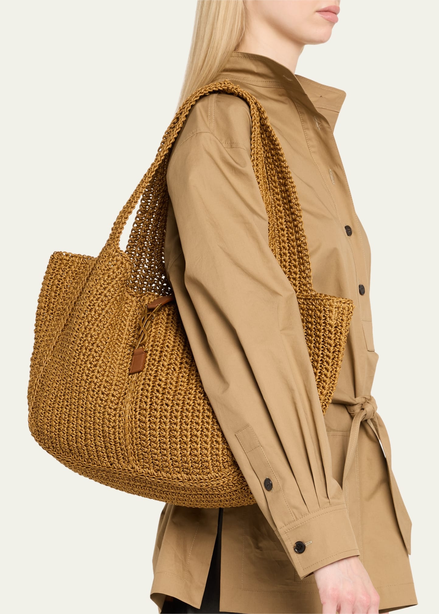 Bea YSL Tote Bag in Cord and Leather - 2