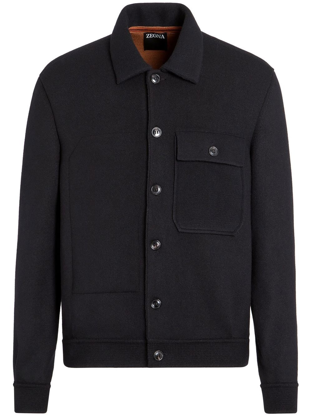 button-up cashmere shirt jacket - 1