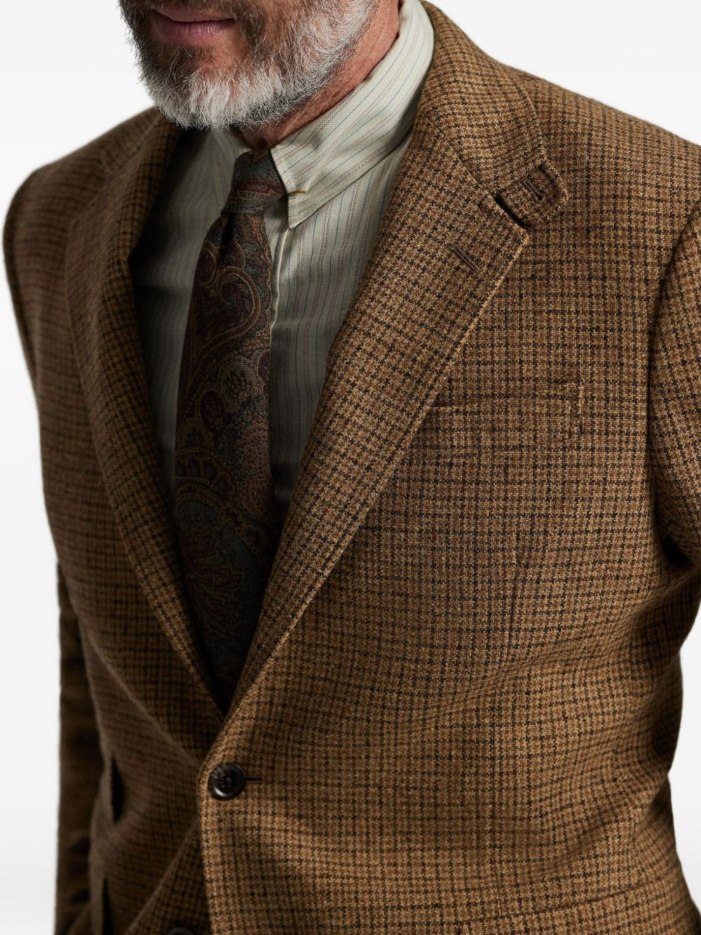 checked wool elbow-patch blazer - 4