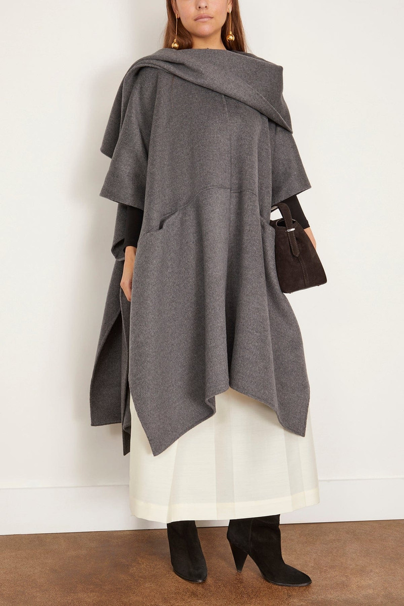TOTEME Double Scarf Coat in Mid Grey Melange outlook