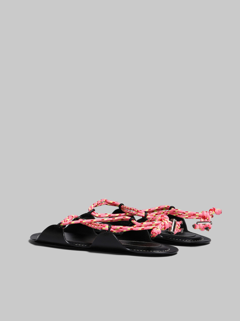 Marni MARNI X NO VACANCY INN - BLACK LEATHER SANDALS WITH MULTICOLOUR ROPE outlook