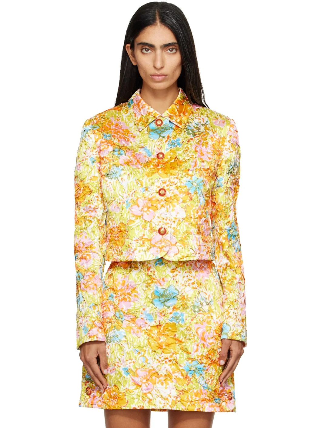 Multicolor Printed Silk Duchesse Jacket - 1