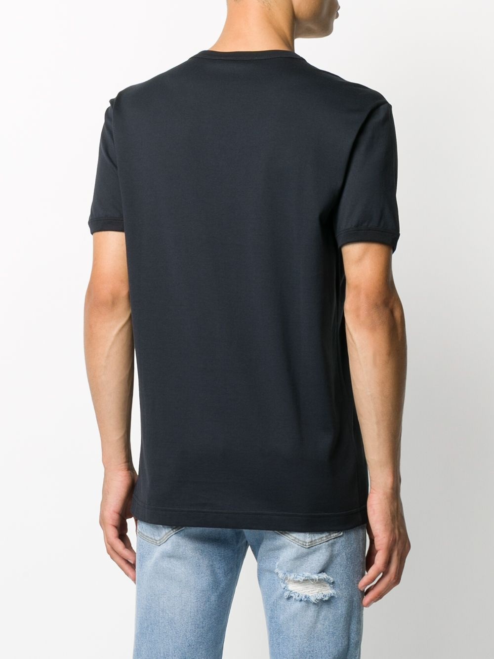 logo label V-neck T-shirt - 4