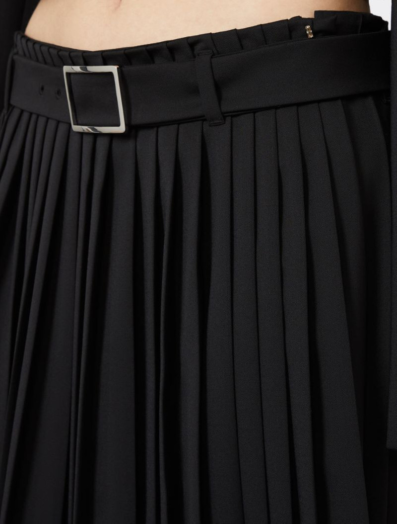 Plissé-pleated gabardine skirt - black 5