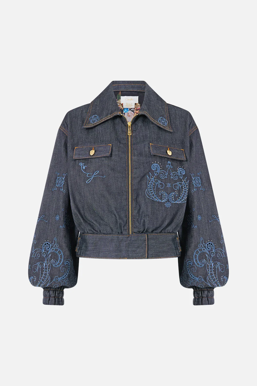 BOMBER JACKET WITH POCKET DETAILS DENIM - 1