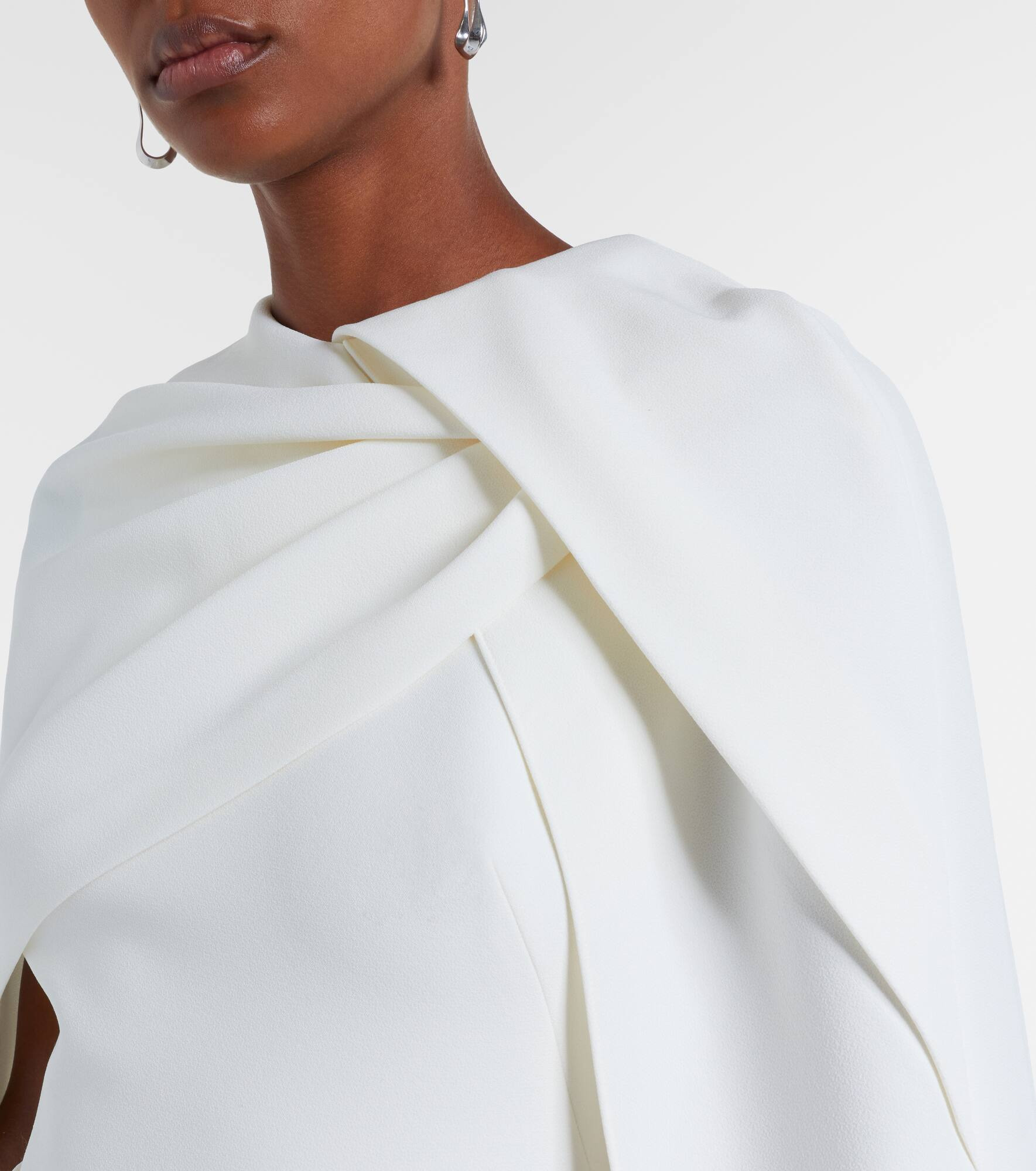 Bridal Oria caped crêpe midi dress - 4