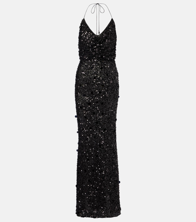 Sequined halterneck gown 1