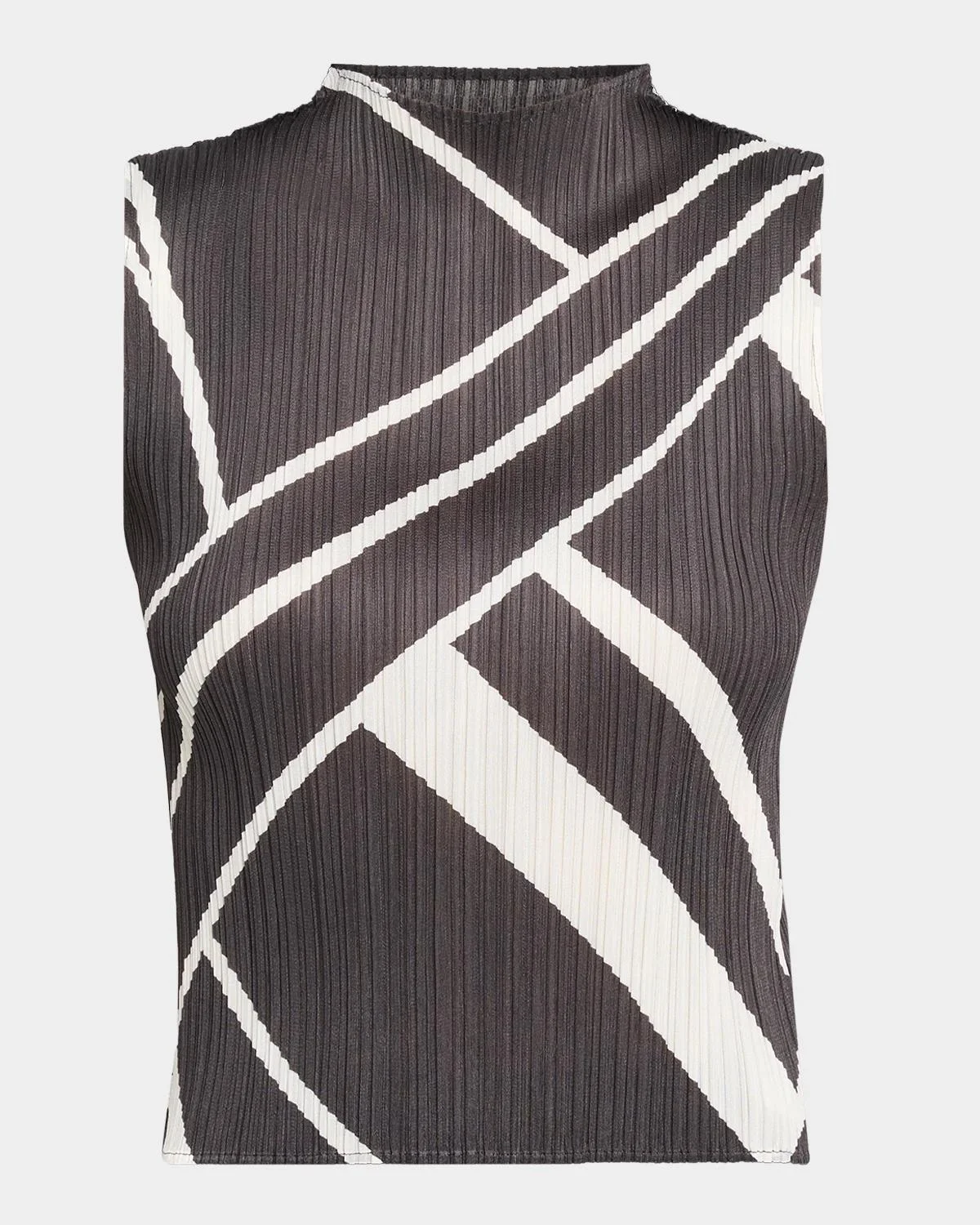 Fold Plisse Line Print Tank Top - 1