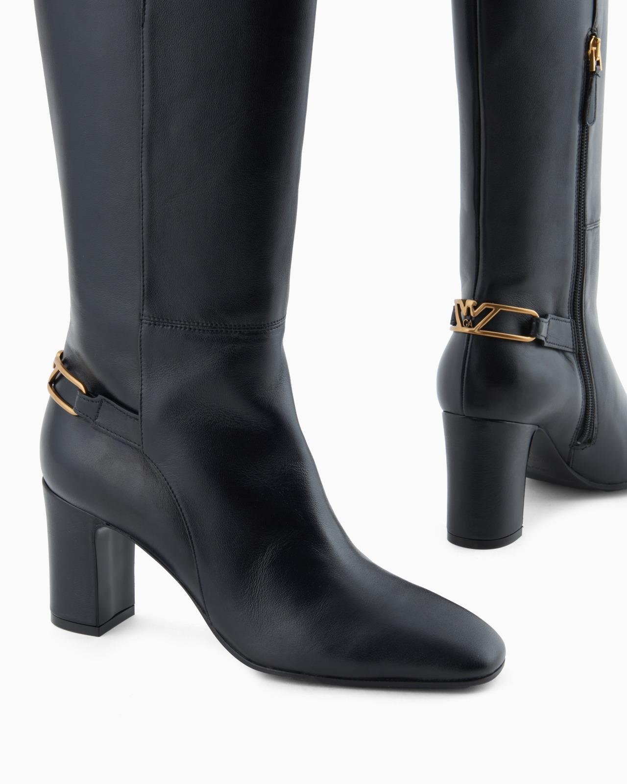 NAPPA-LEATHER BOOTS WITH STRAP AND EAGLE PLATE - 4
