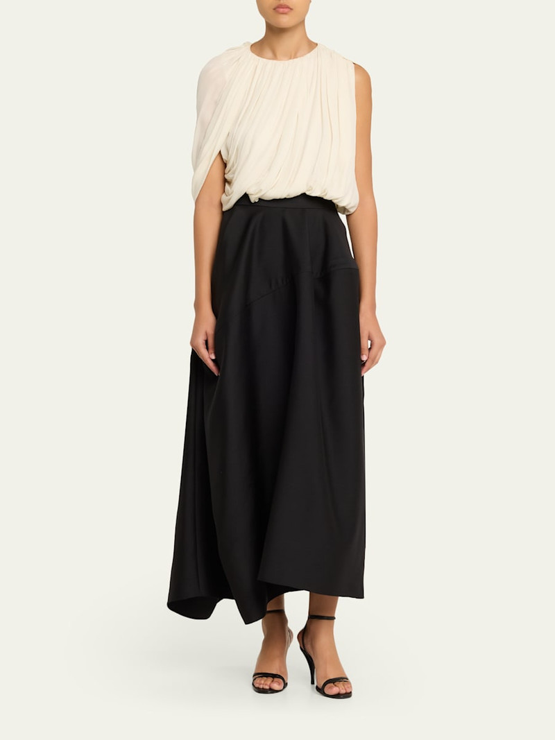 HEIRLOME Karla Asymmetric Silk-Wool Faille Ankle Skirt outlook