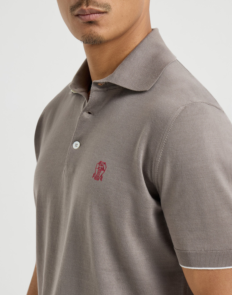 Cotton lightweight knit polo shirt with logo 4