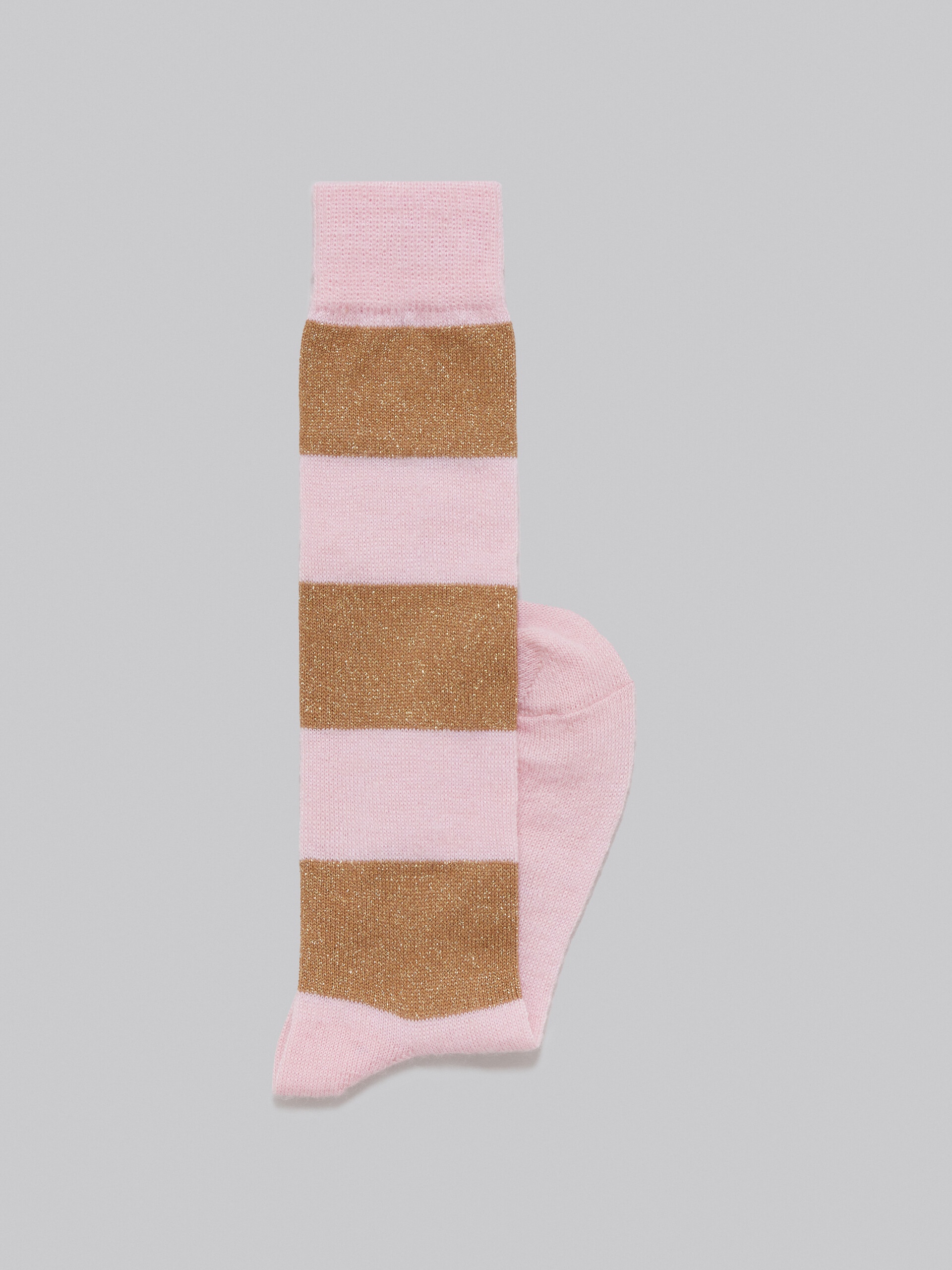 PINK MOHAIR-COTTON SOCKS WITH LUREX STRIPES - 2