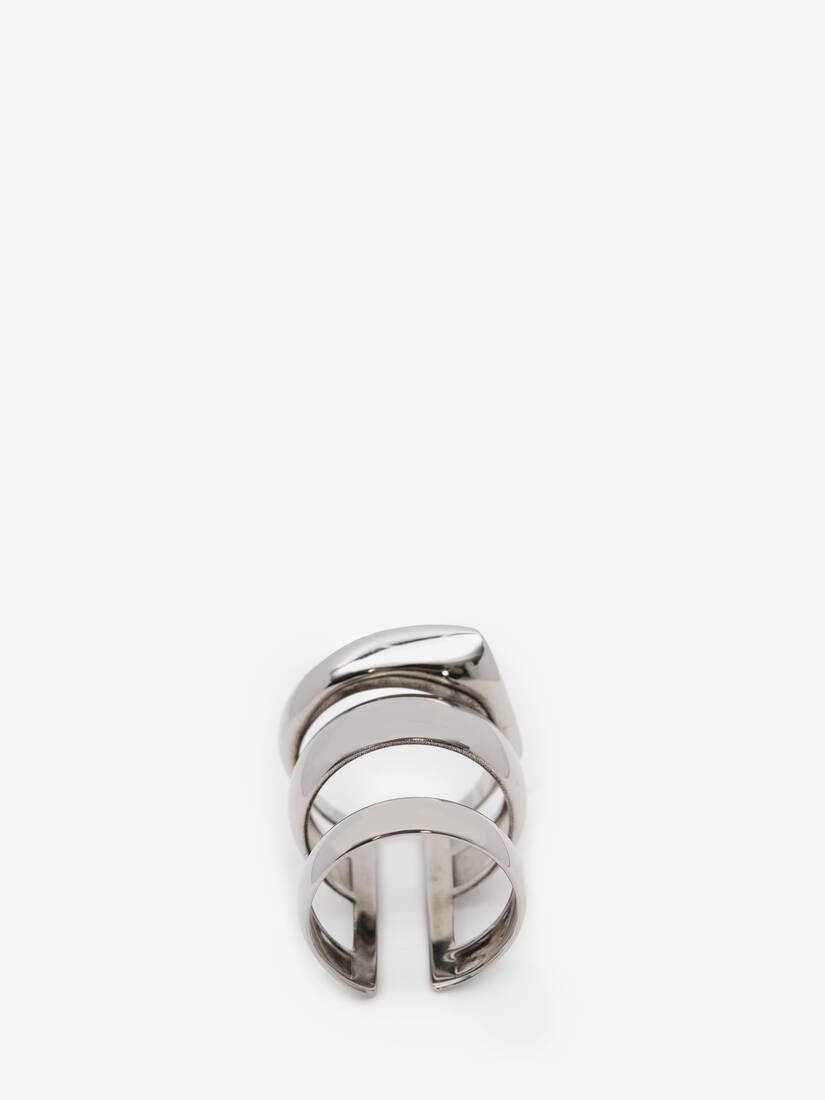 Short Stacked Ring in Antique Silver - 1