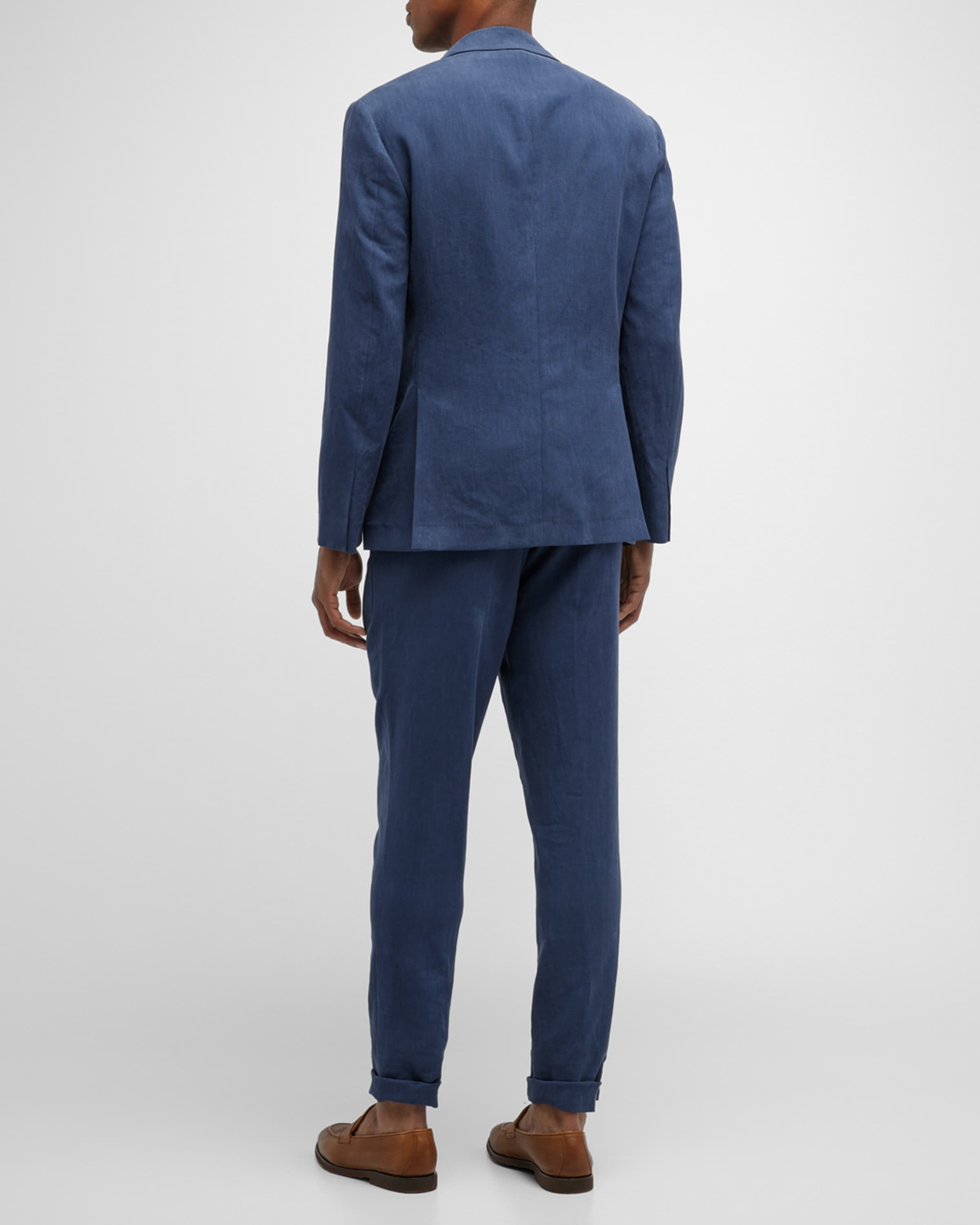 Men's Solid Linen Suit - 4