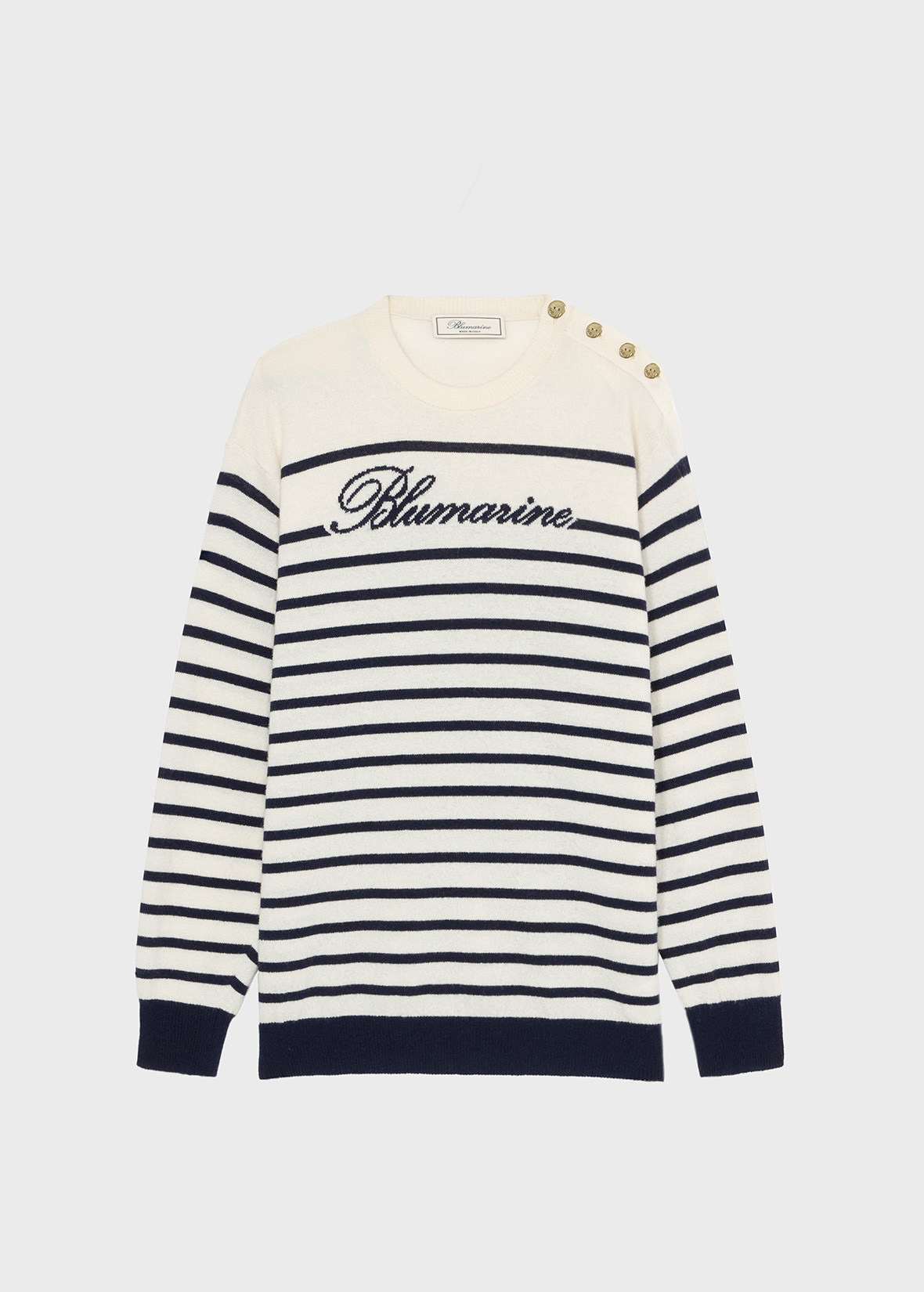 MARINIÈRE WOOL SWEATER WITH BLUMARINE LOGO - 1