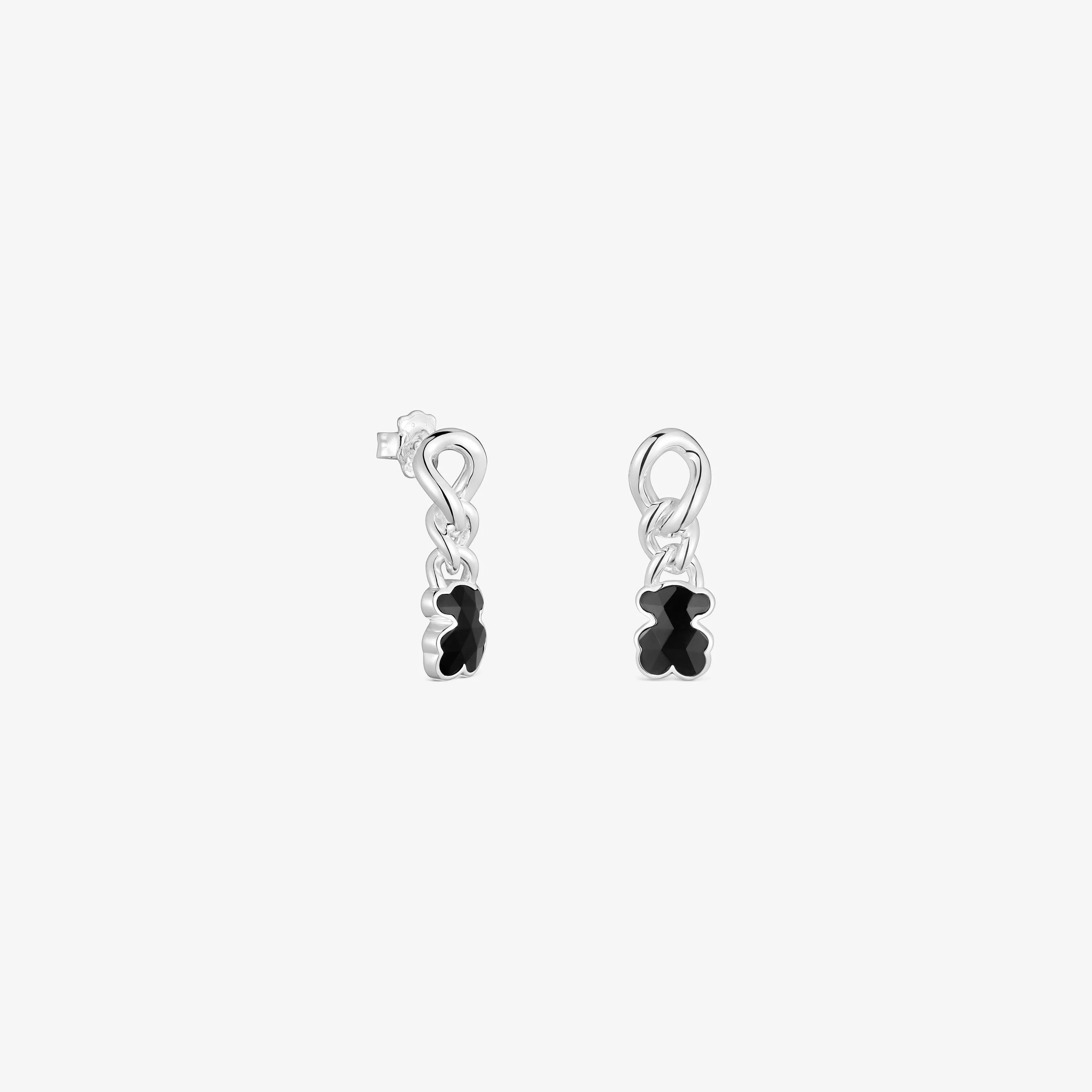 Short silver and onyx bear Earrings TOUS Icon Color - 1