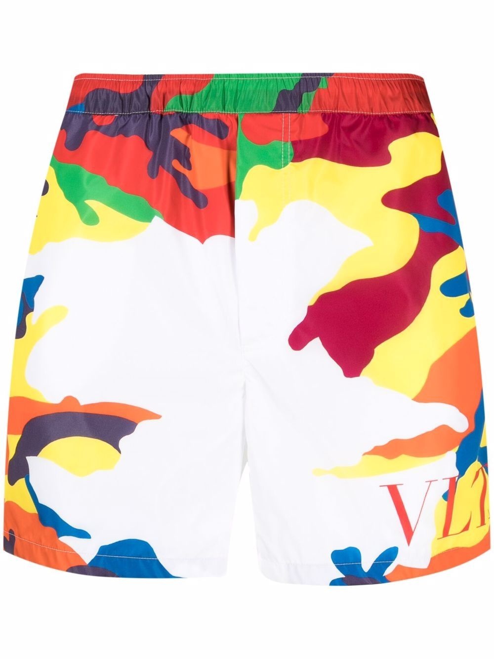 logo-print camouflage swim shorts - 1