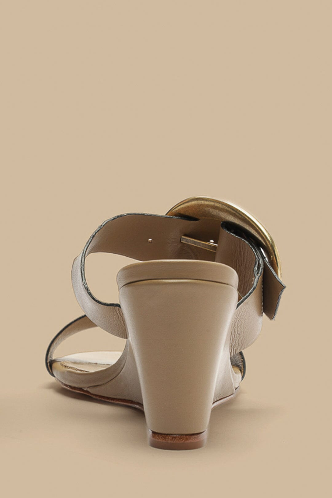 Mocha Buckle Wedge Sandal - 4