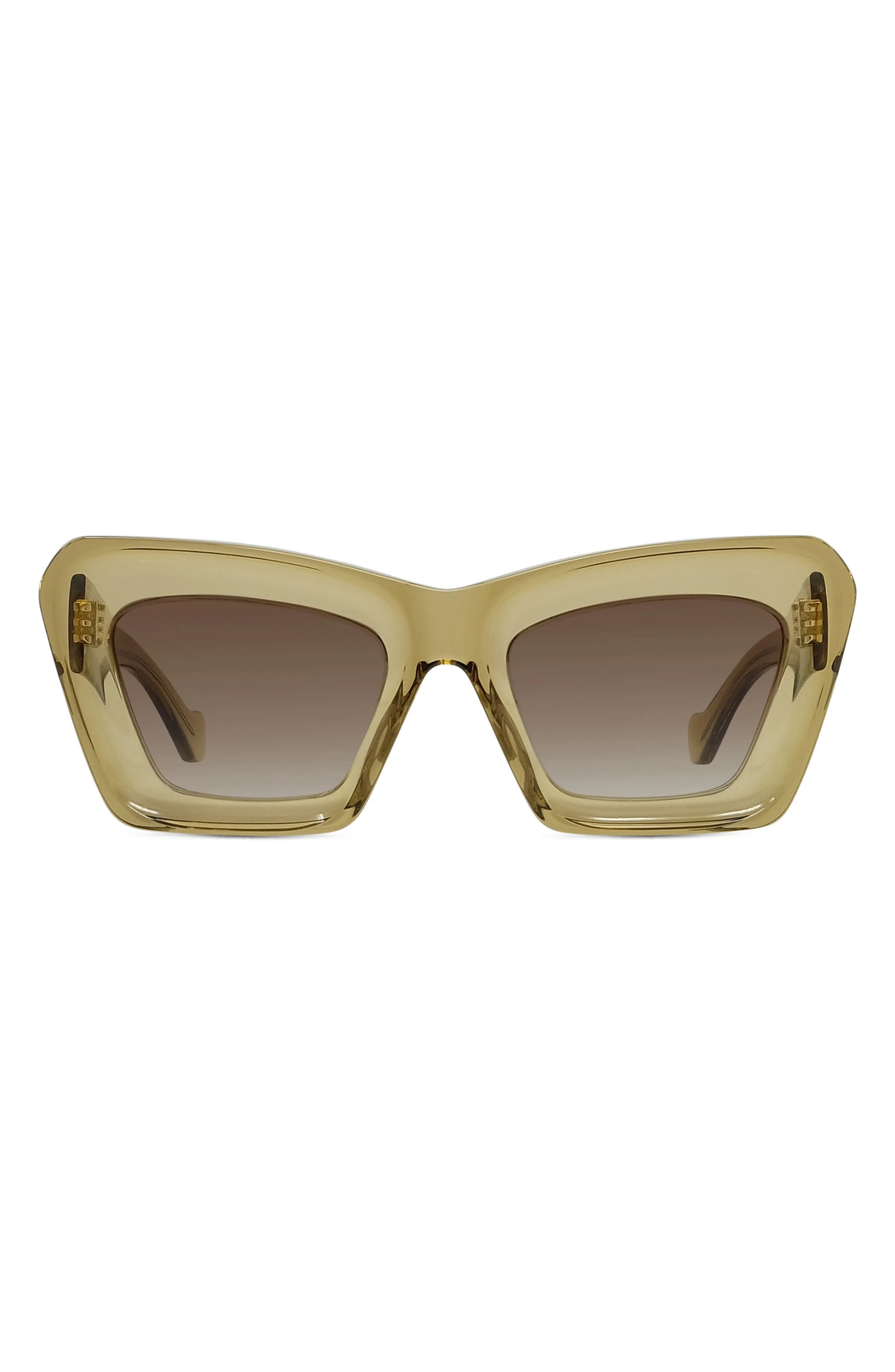 Loewe Chunky Anagram 46mm Rectangular Sunglasses in Shiny Dark Green /Gradient at Nordstrom - 1