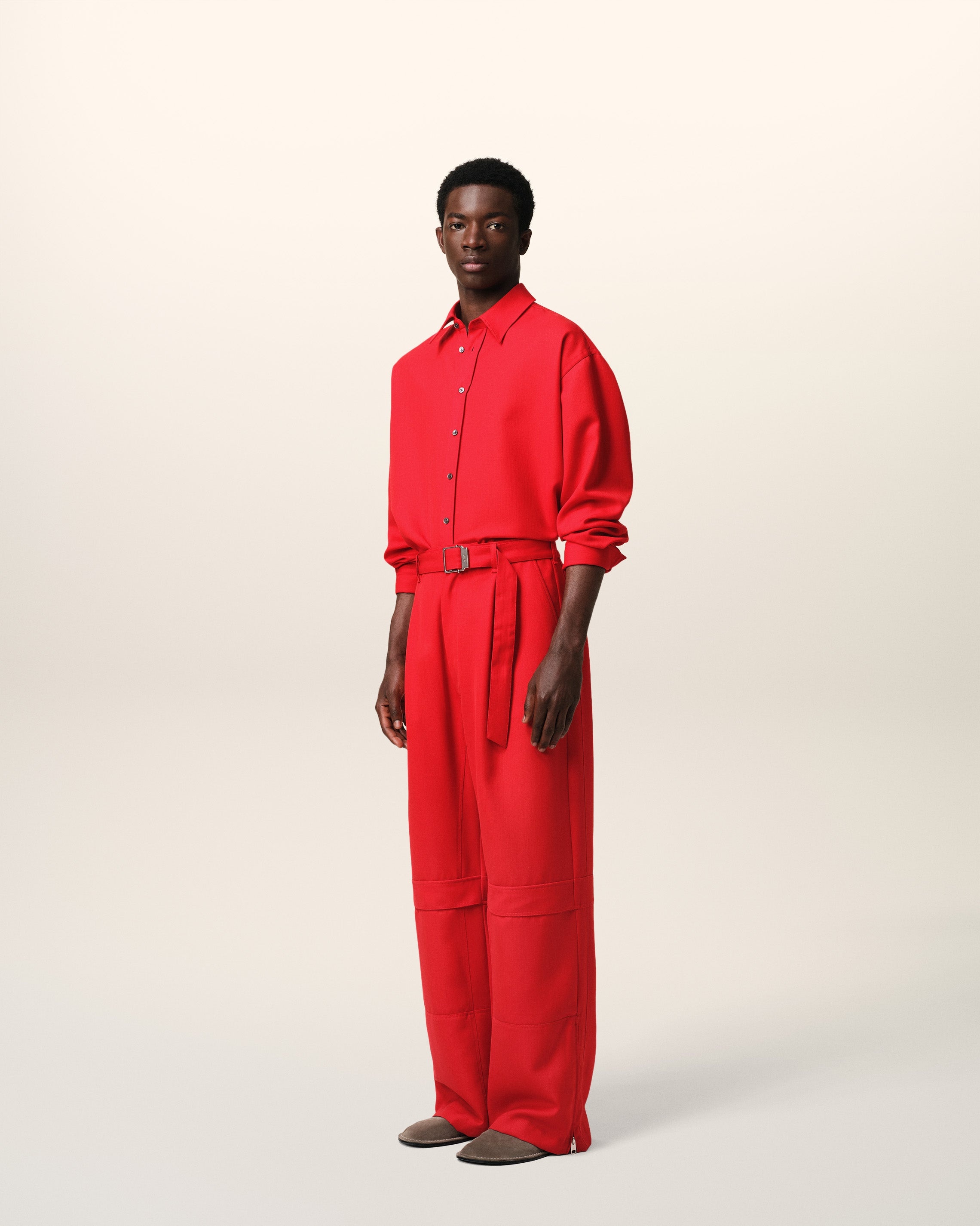 RED WOOL CARGO TROUSERS - 6