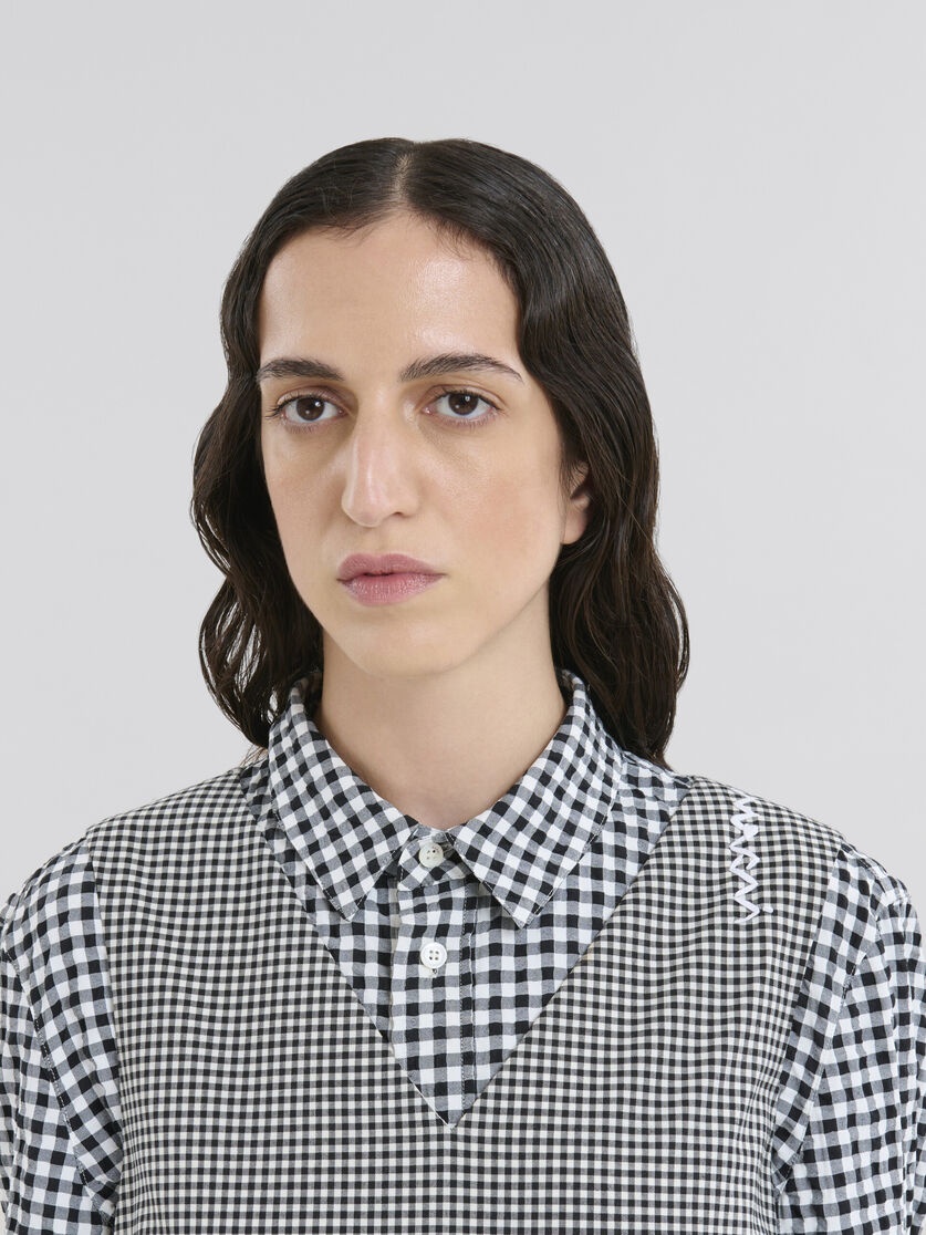 SLEEVELESS WOOL BLEND BLACK AND WHITE CHECK DRESS - 4