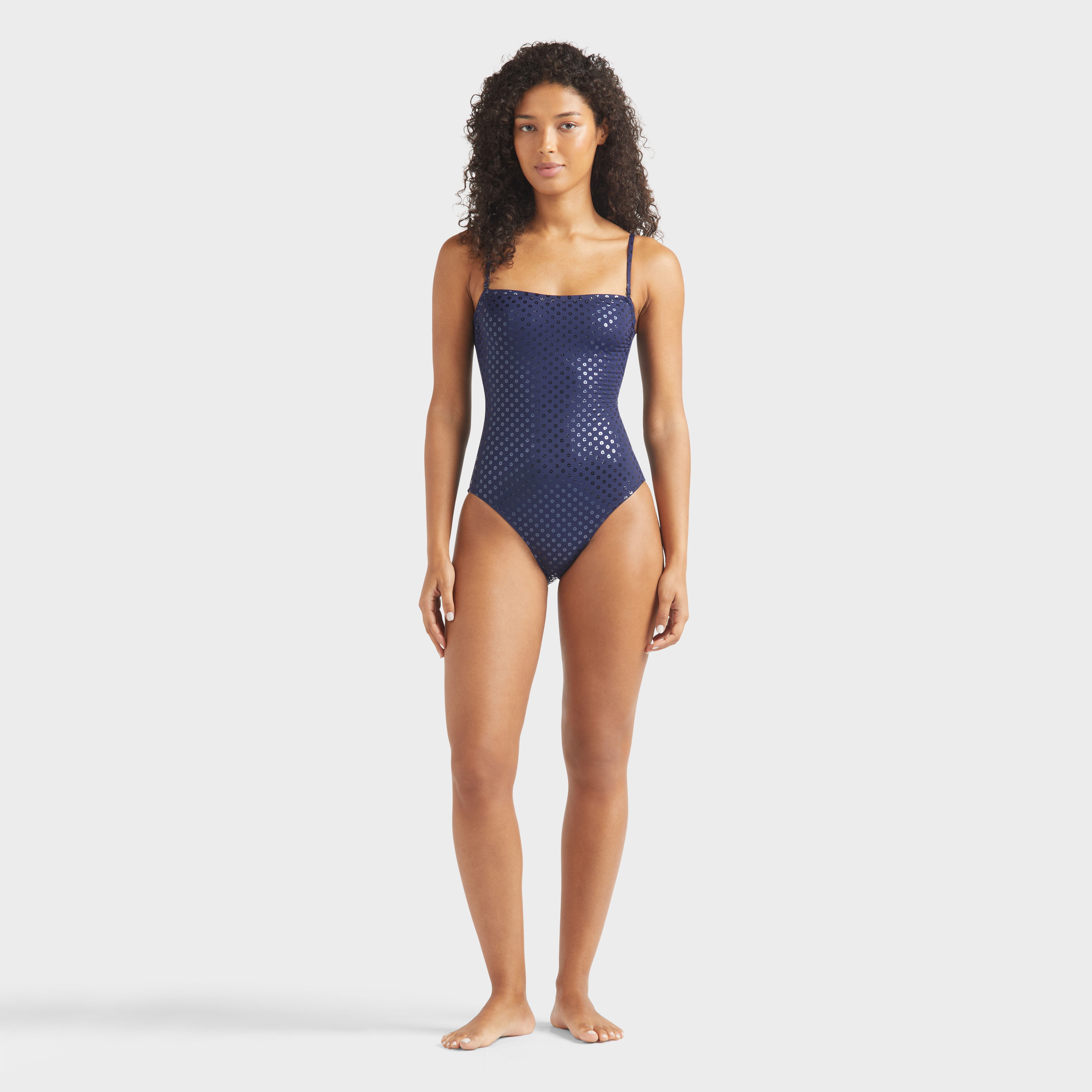 Women Bustier One-piece Swimsuit Relief Sparkling - 3