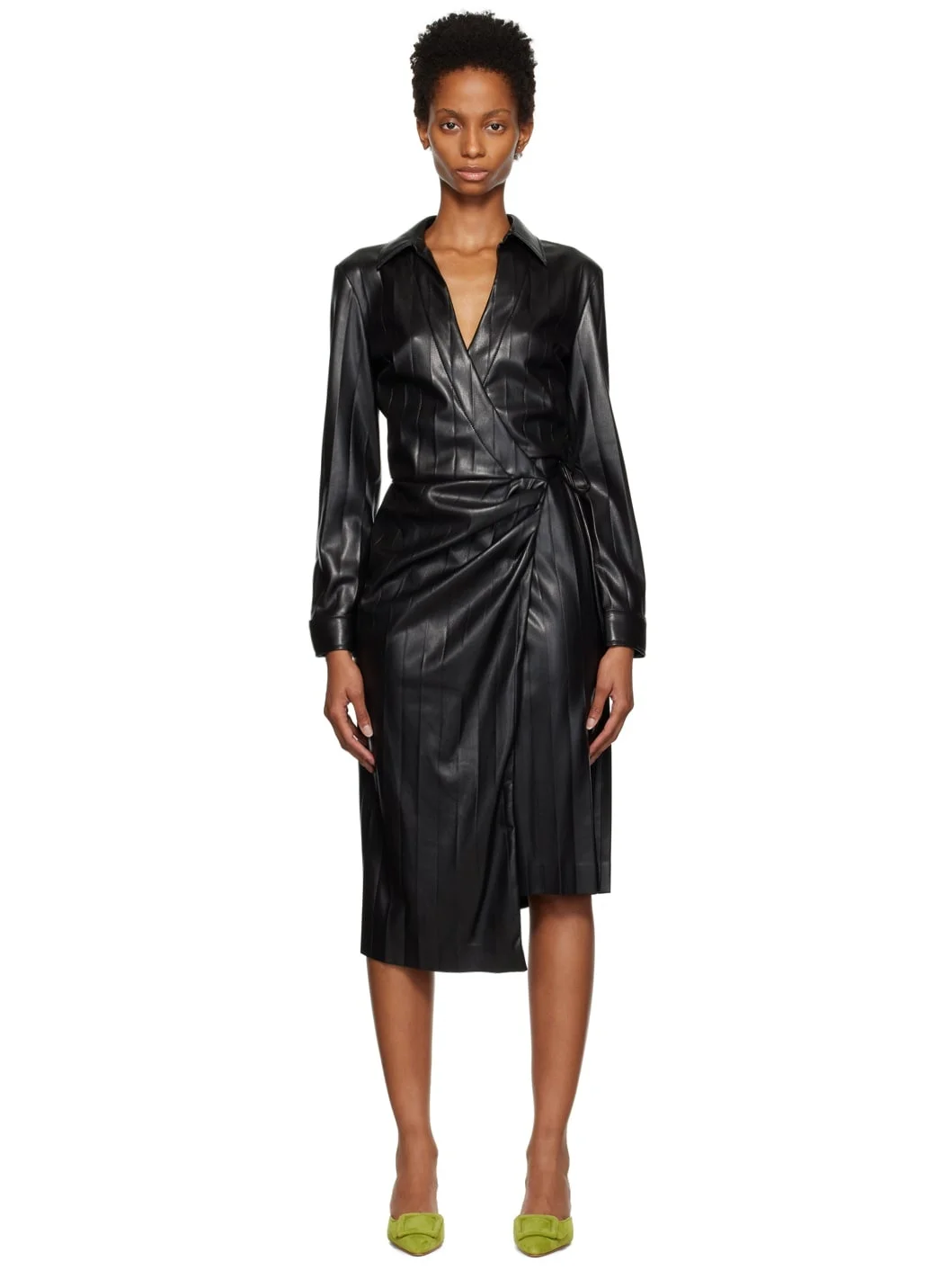 Black Faux-Leather Midi Dress - 1