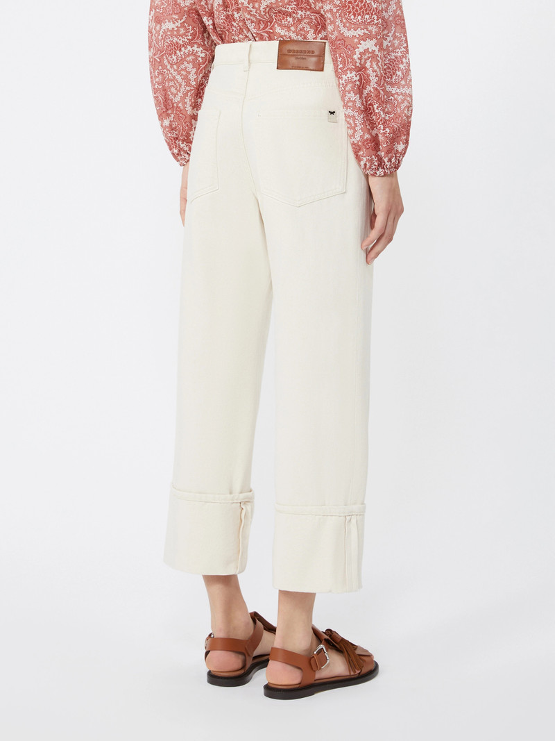 GESTO Cotton bull trousers with turn-ups - ECRU 4