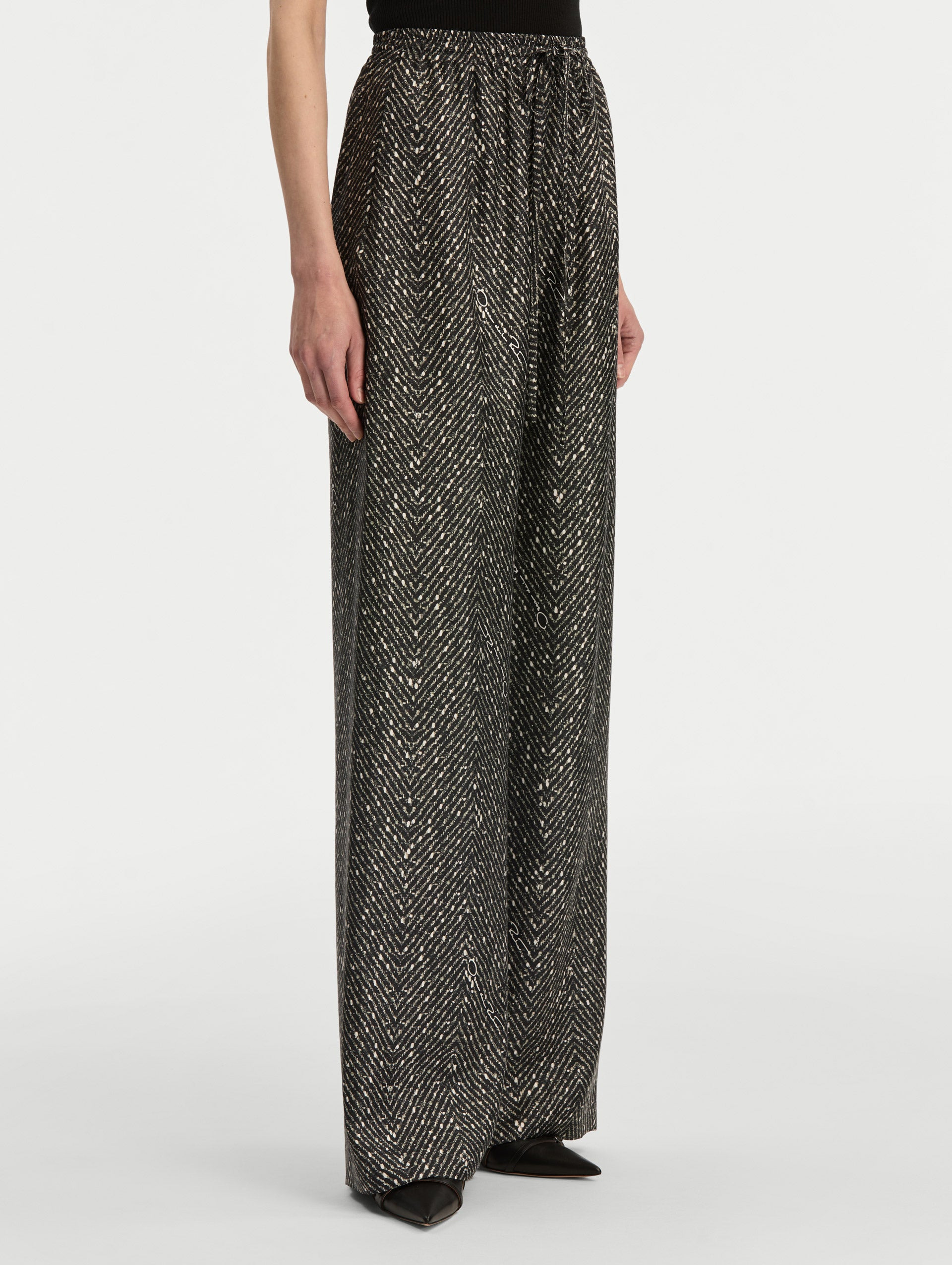 CHEVRON SILK TWILL DRAWSTRING PANT - 4