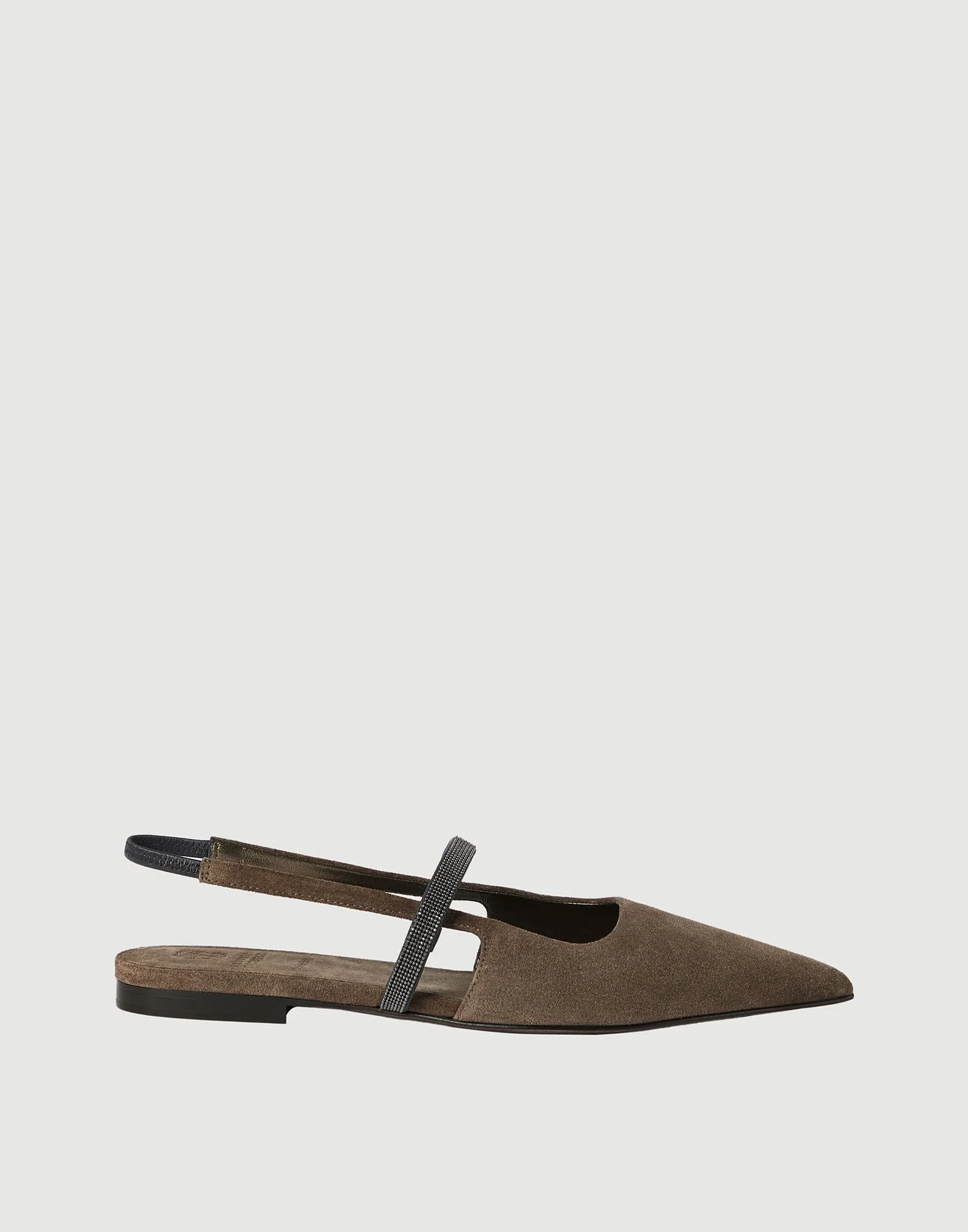 Suede slingback flats with shiny strap - 1