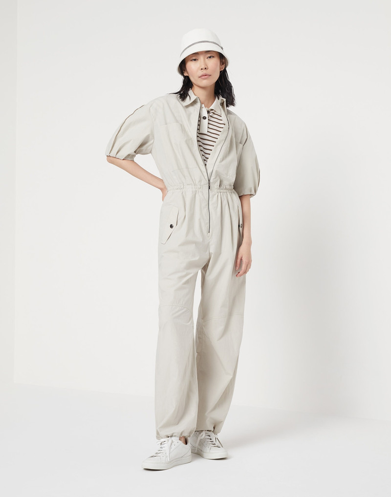 Lightweight wrinkled cotton poplin utility jumpsuit with monili 5