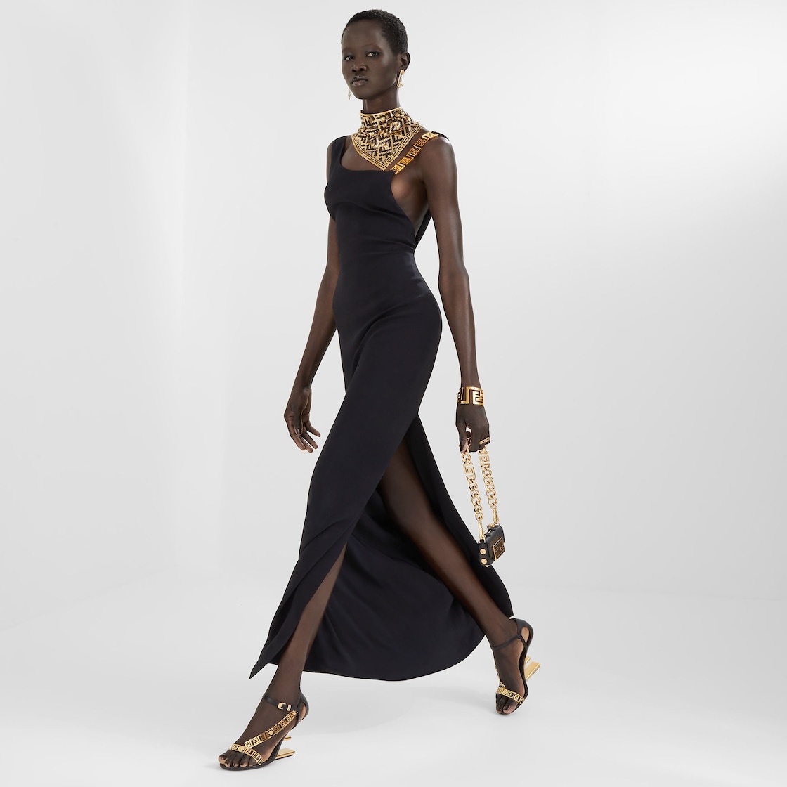 Fendace black leather high-heeled sandals - 5