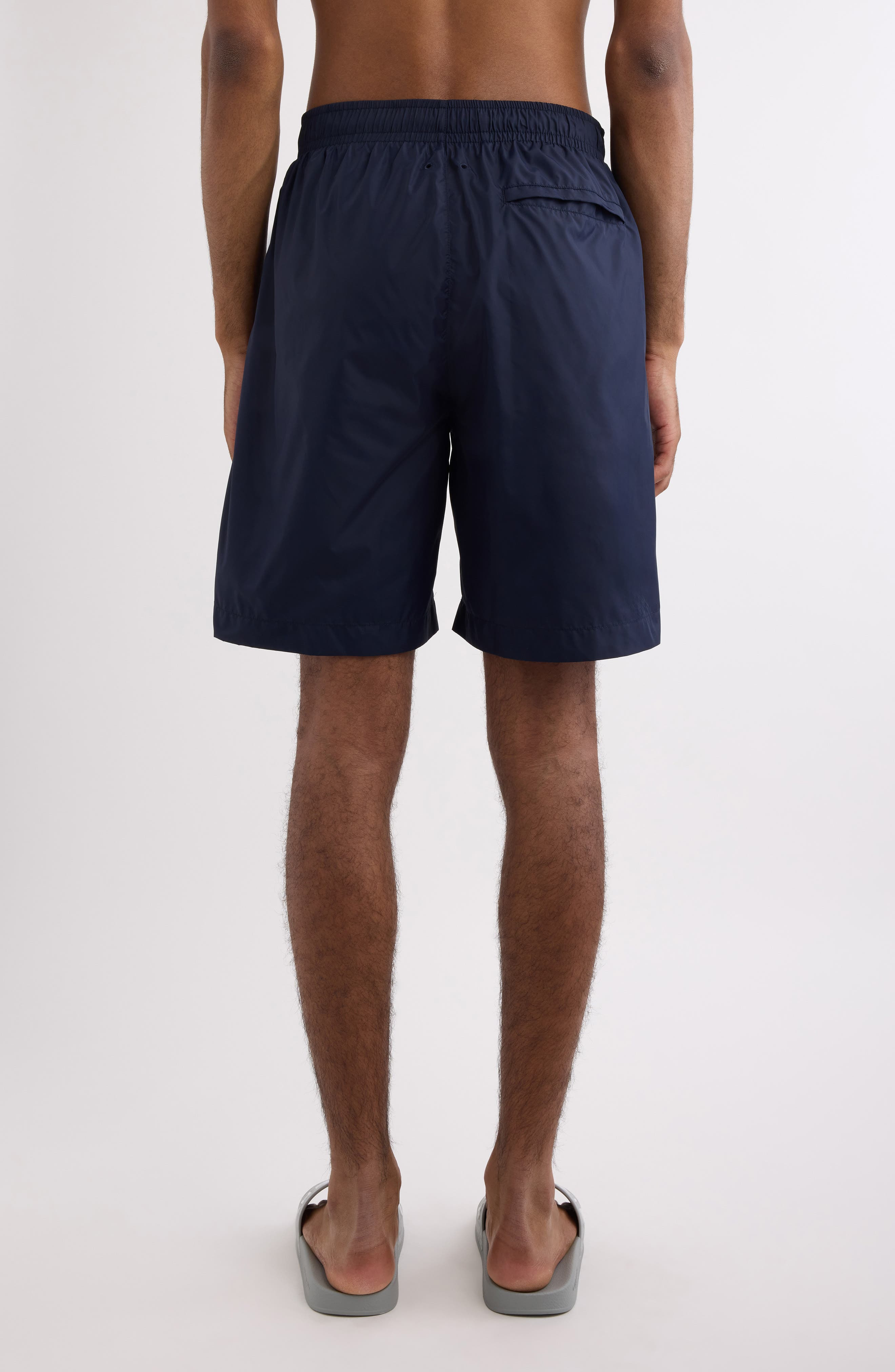 Givenchy Logo Embroidered Swim Trunks in Dark Blue at Nordstrom - 2