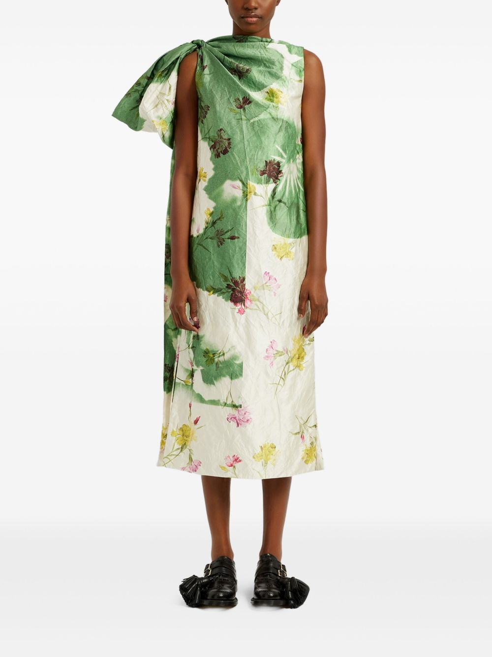 bow-detail draped dress - 3