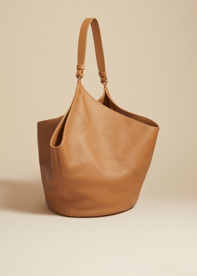 KHAITE The Medium Lotus Tote in Nougat Pebbled Leather outlook