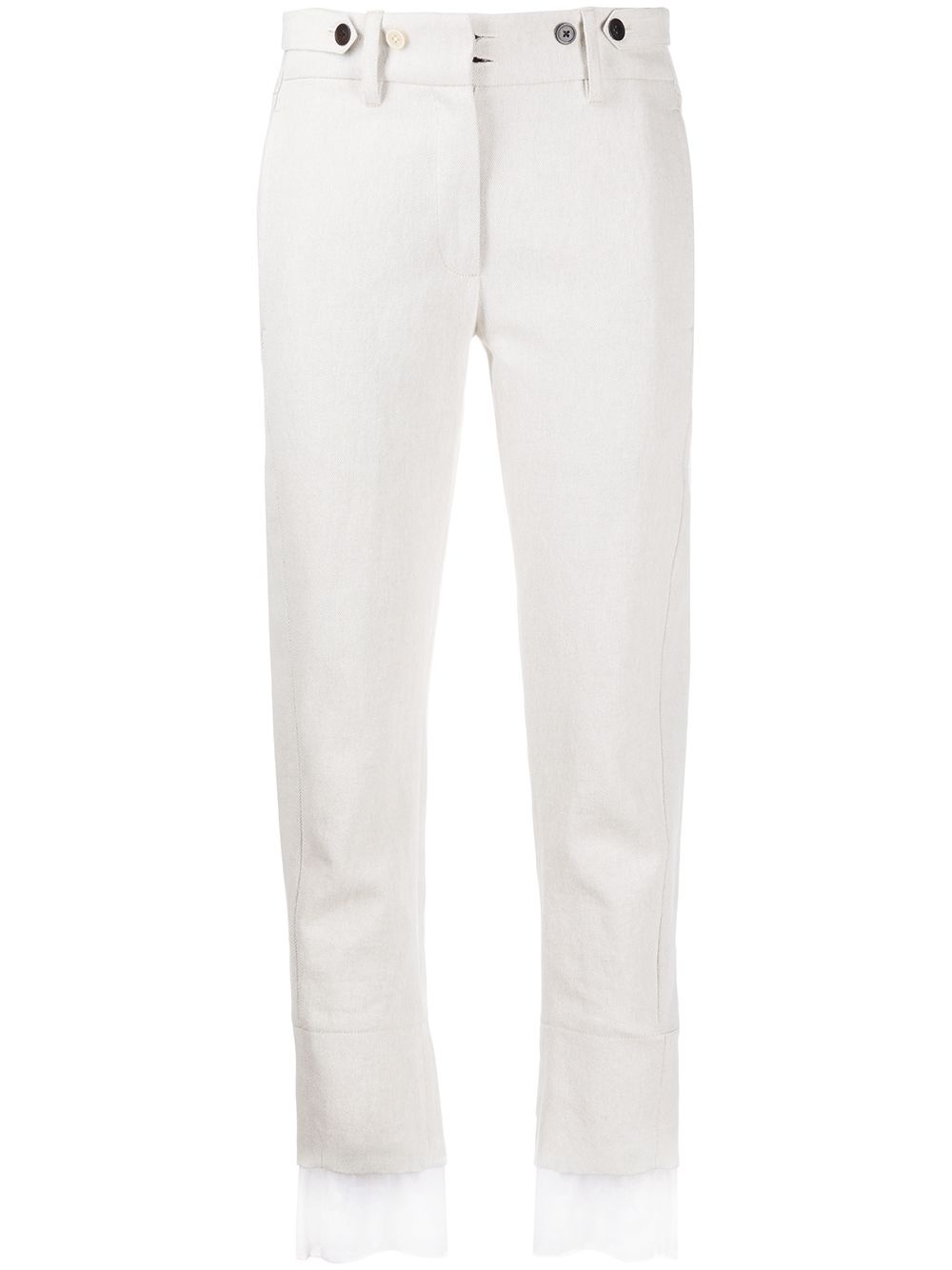 contrasting-cuffs straight trousers - 1