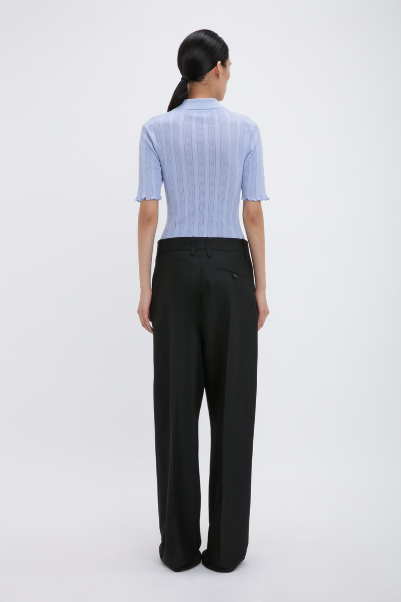 Frill Polo Top In Cloud Blue 5