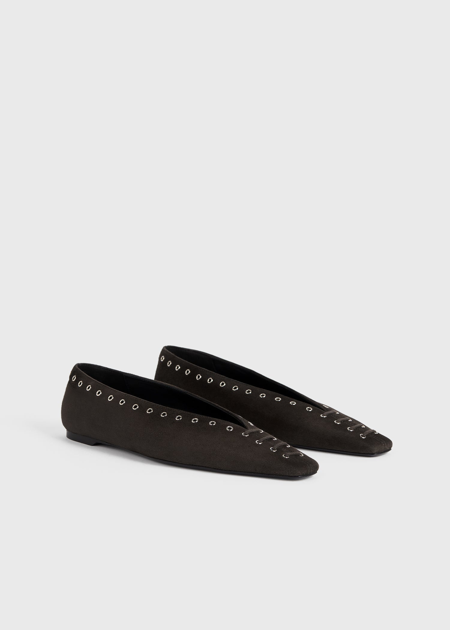 Suede lace-up ballerinas pepper - 4