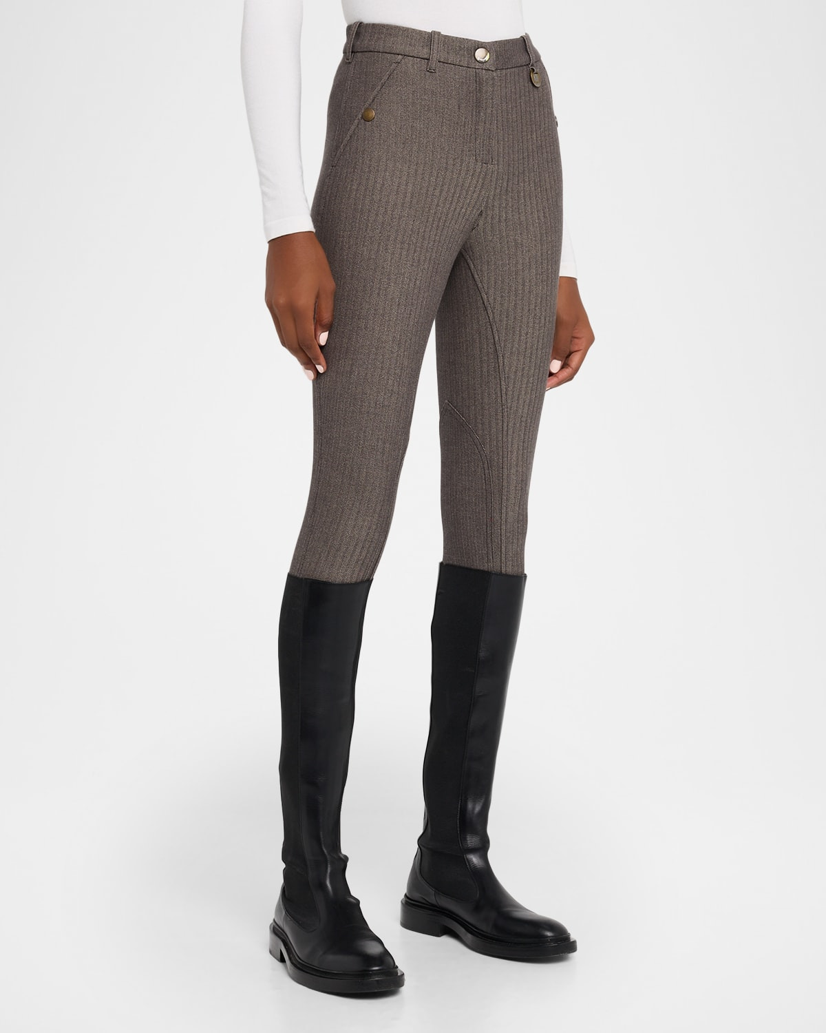 Anne Herringbone Skinny-Leg Jodhpur Pants - 4
