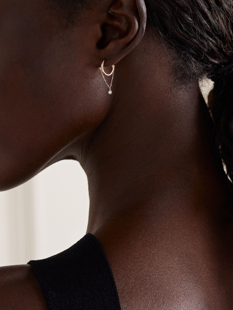PERSÉE 18-karat gold diamond single hoop earring Gold outlook
