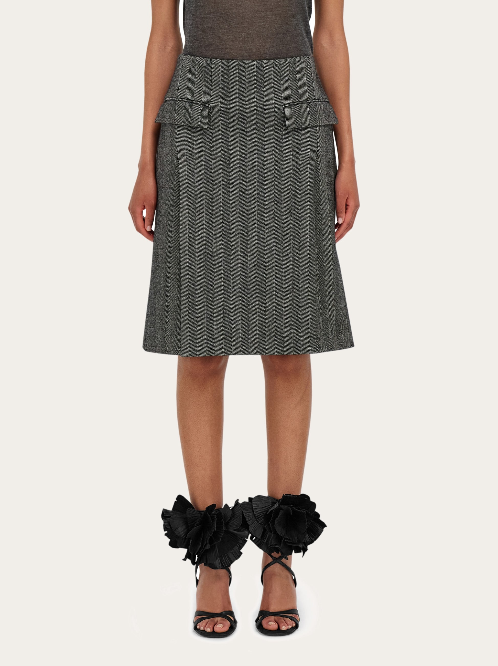 Chenille pencil skirt with double slit - 2
