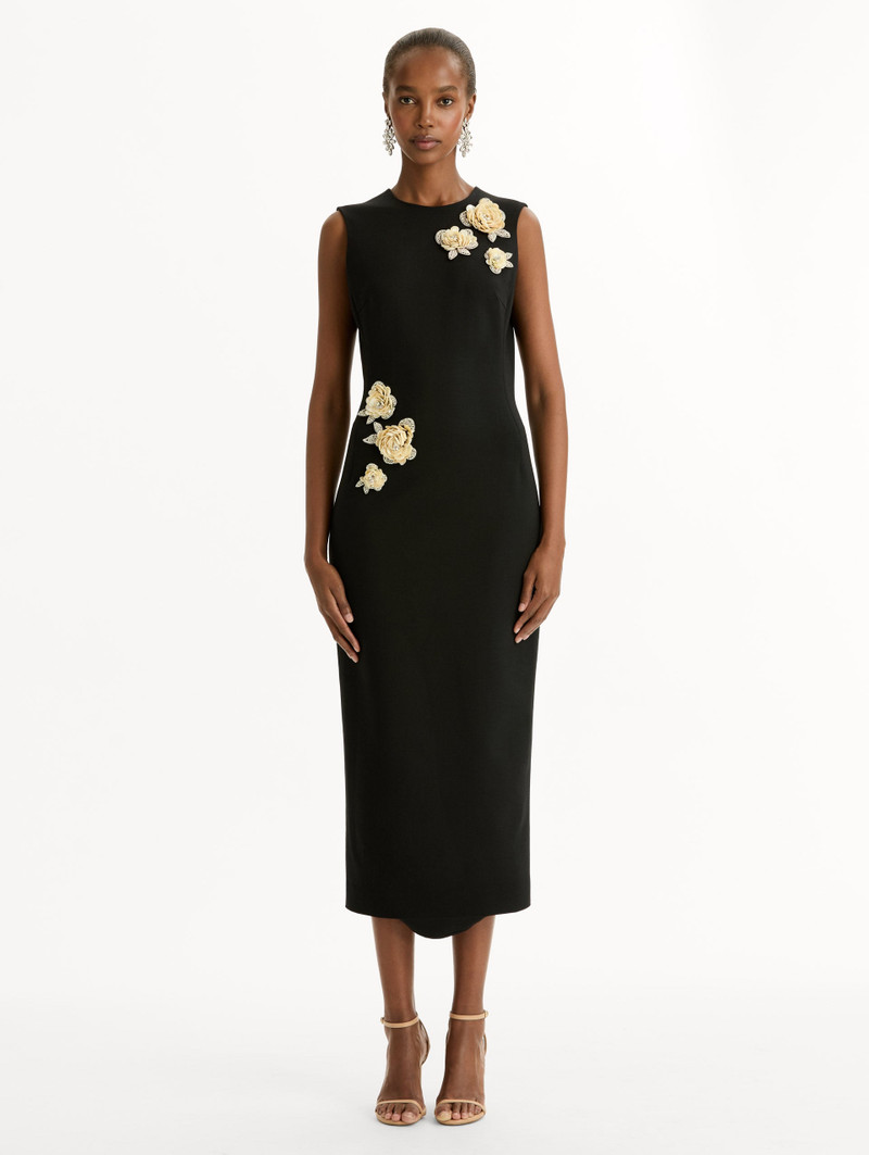 Oscar de la Renta BROOCH EMBROIDERED COCKTAIL SLEEVELESS DRESS outlook