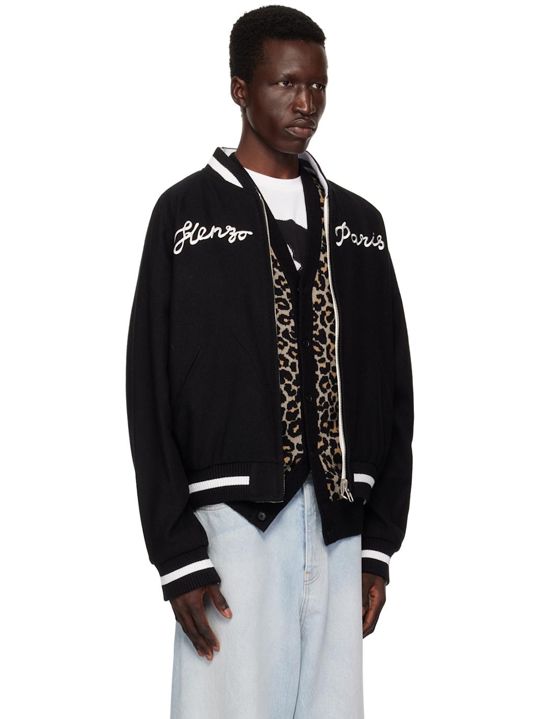 Black Kenzo Paris Elephant & Lucky Tiger Reversible Bomber Jacket - 2