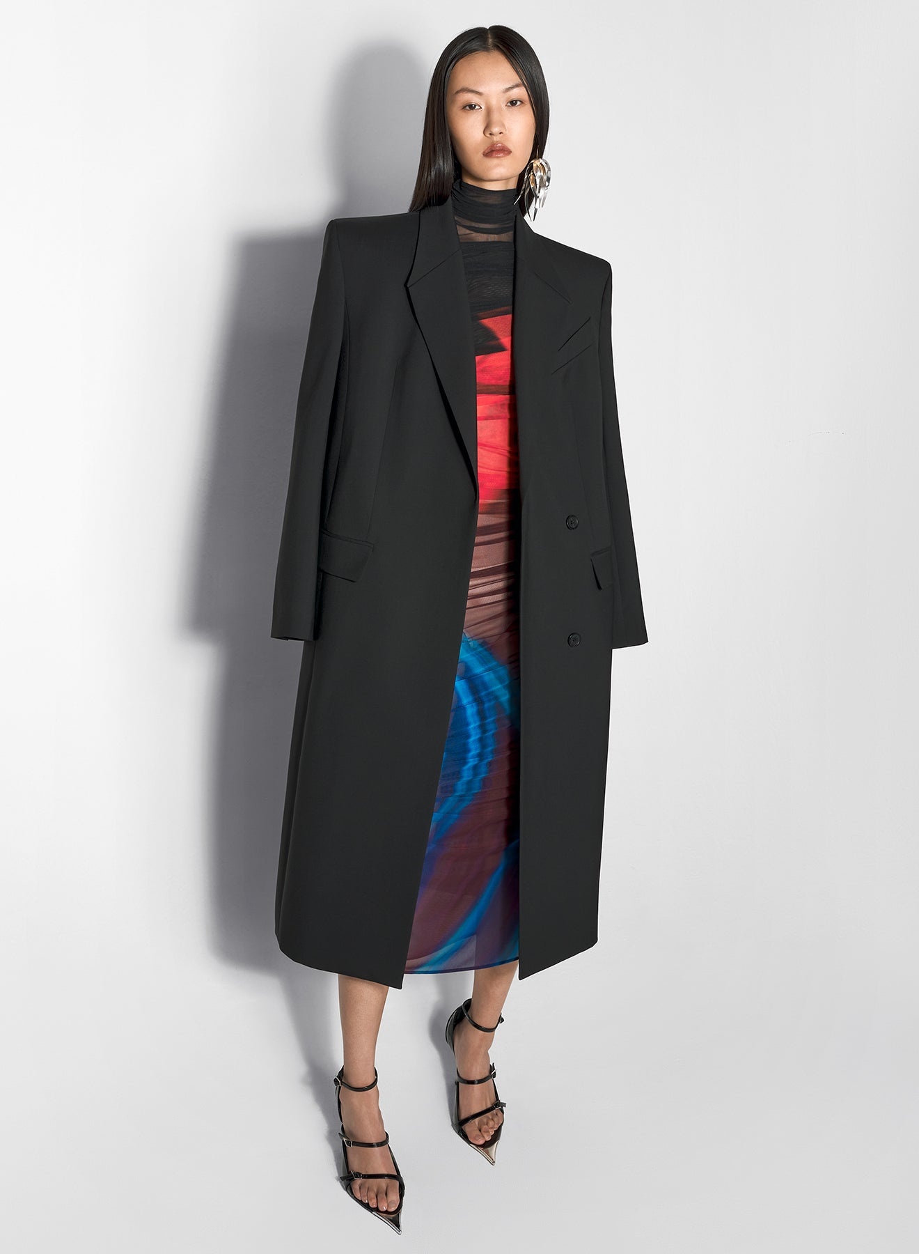 black double-breasted wool coat - 4