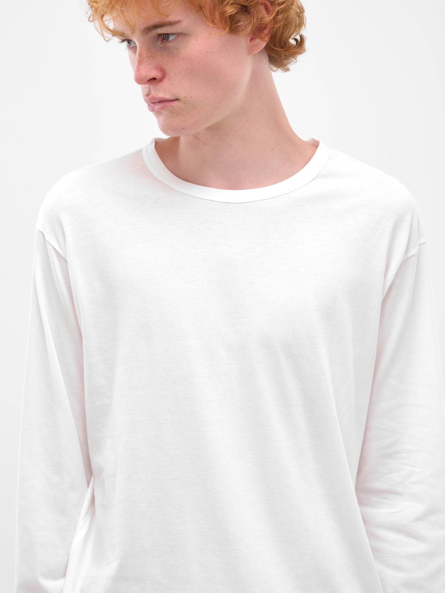 White Crewneck Long Sleeve Tee - 5