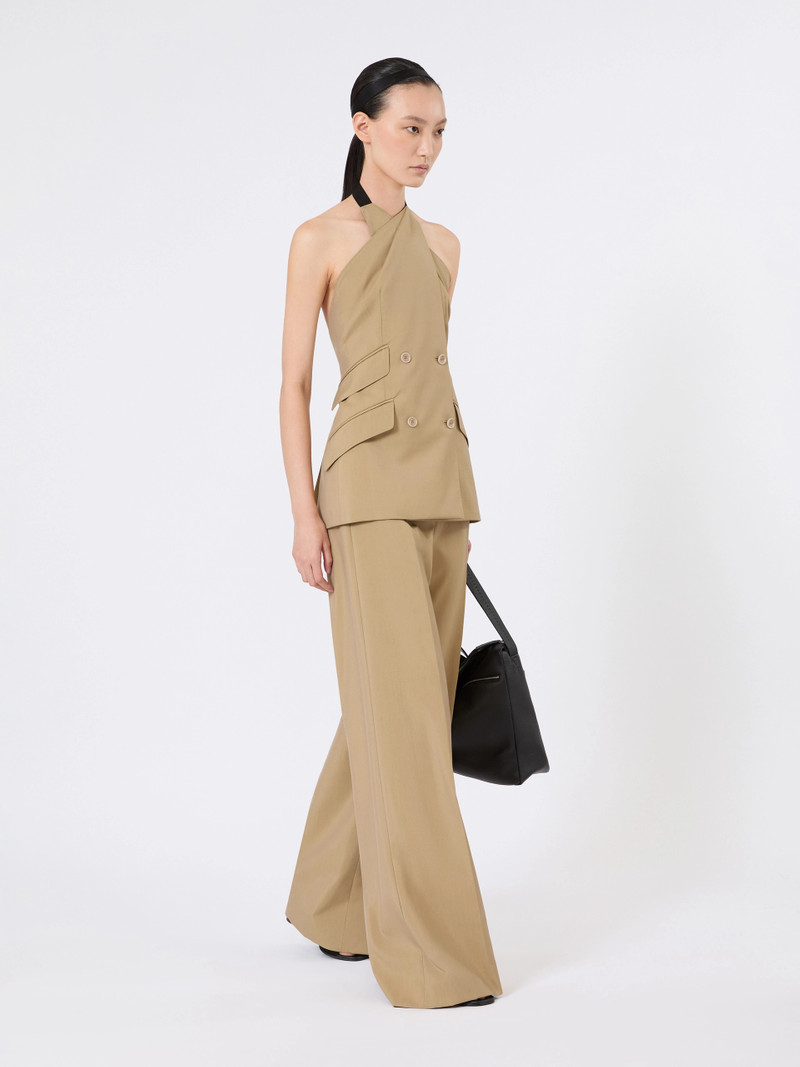 Max Mara NURAGHE Wool and silk poplin sleeveless jacket - CAMEL outlook