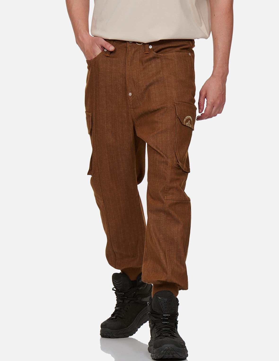 Kanji Embroidered Straight Fit Baggy Worker Jeans - 4