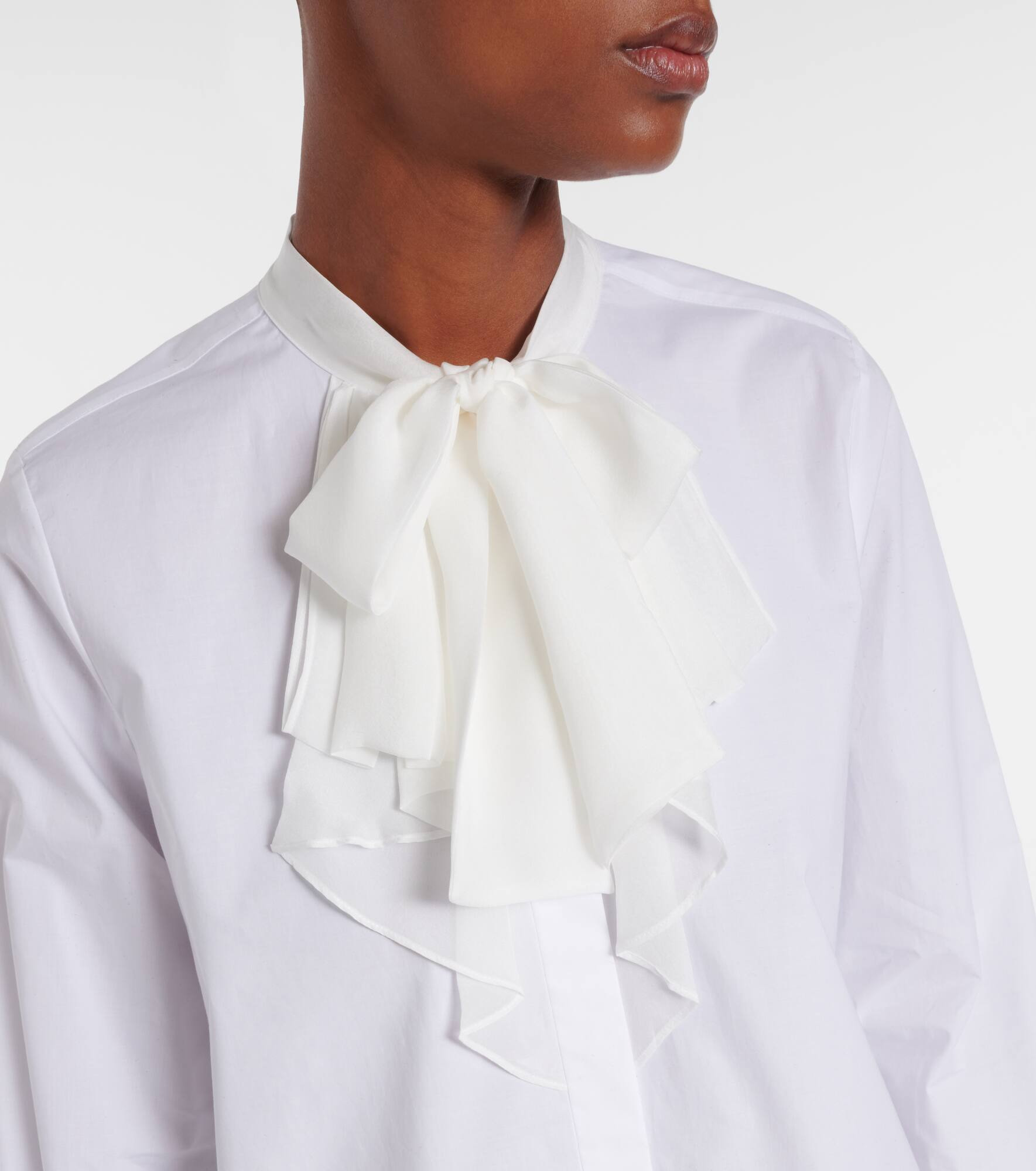 Pure Power bow-detail cotton-blend poplin shirt - 4